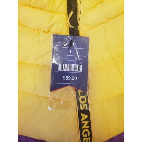 Los Angeles Purple Gold Puffer Jacket Men's Size Large Colorblock NWT - Picture 4 of 11